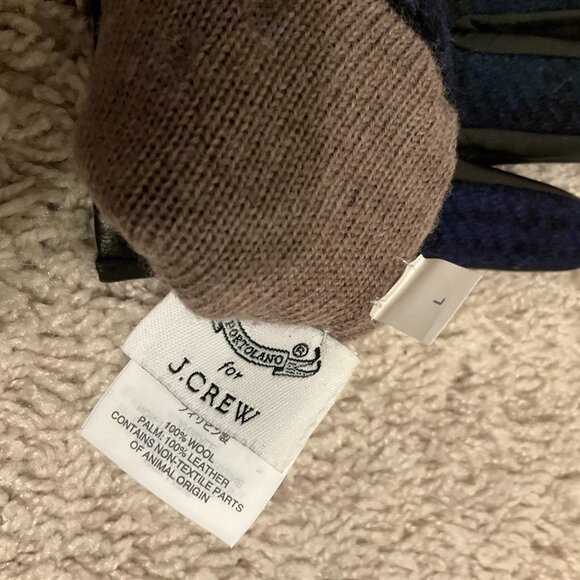 j.crew Leather gloves with Black Watch. size: L. color: black WATCH. item # F879 - Picture 4 of 7